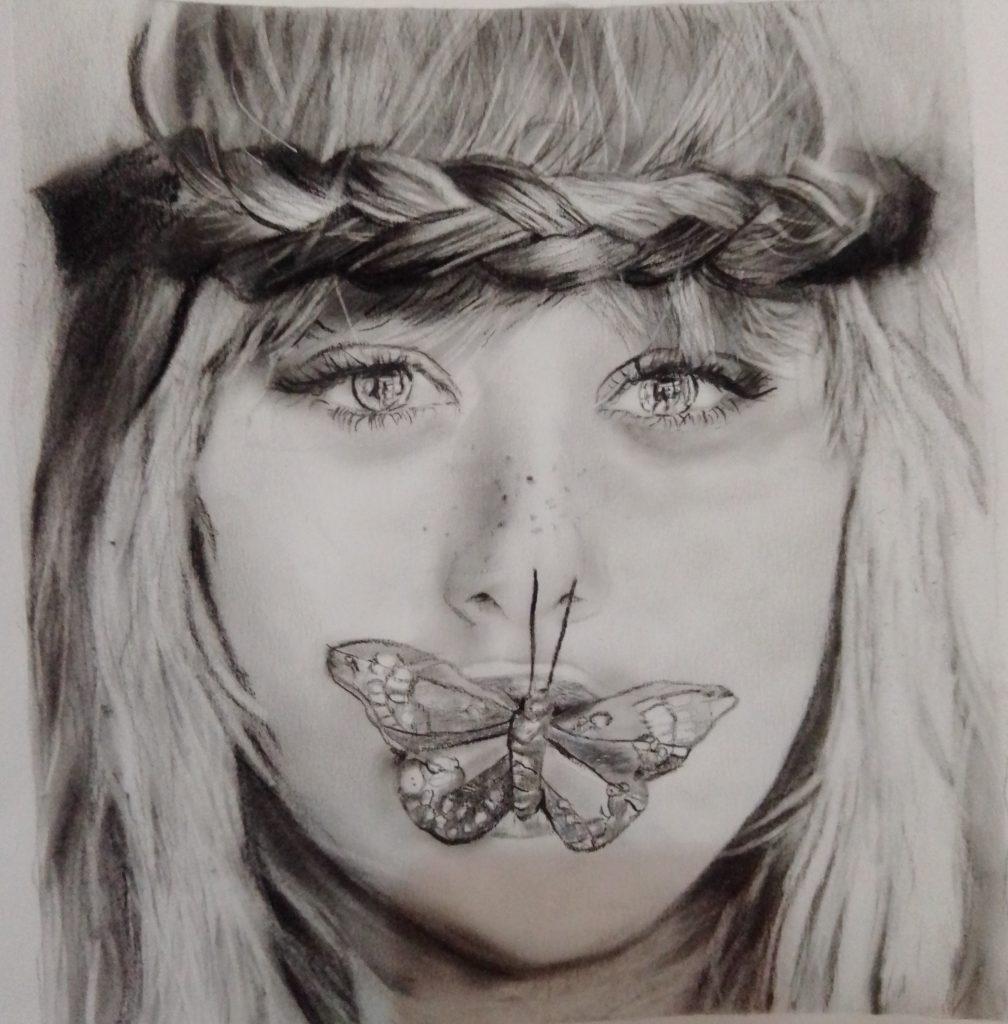 نقاشی دختر و پروانه